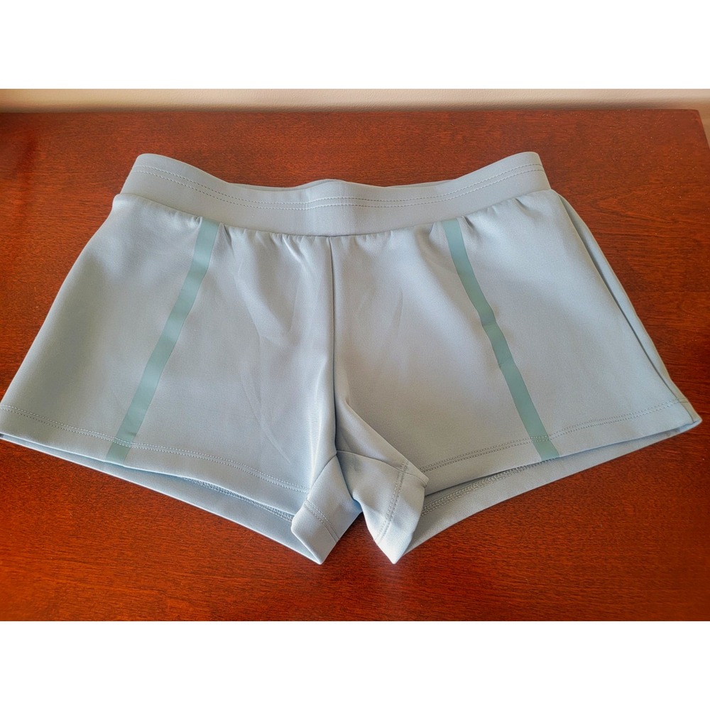 Fabletics Women's M Kendall Light Blue Athletic Shorts Pockets Pull on *Flaw